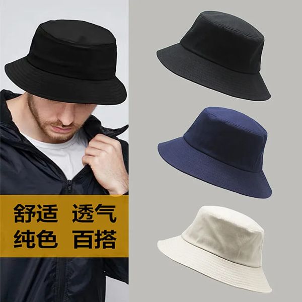 

Big Head Man Large Size Sun Hat Women Blank Fisherman Hat Pure Cotton Panama Cap Plus Size Bucket Hats 54-57cm 57-60cm 60-63cm, Black