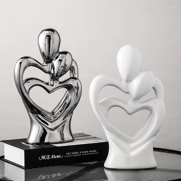 

Figurines Decorative DXUIALOI Creative Abstract Characters Couple Decor Resin Crafts Office Geometric Hollow Art Home Furnishing Ornaments