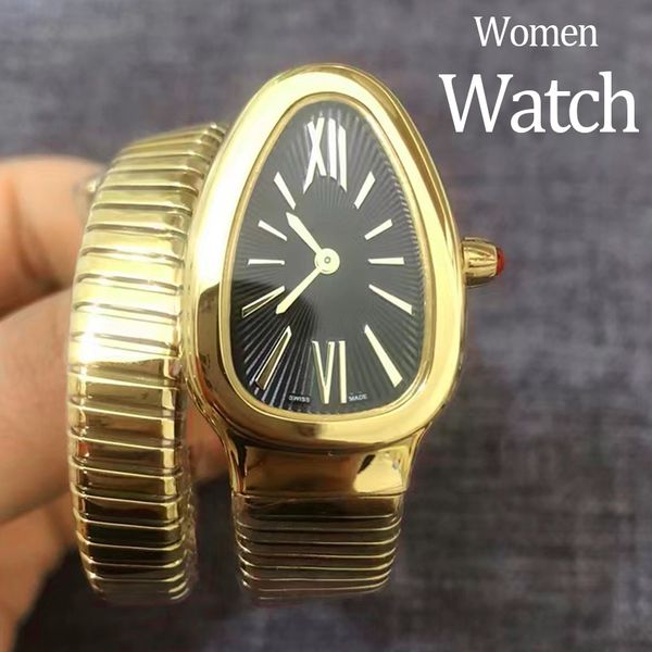 

lady watches movement watches womens watch luxury Watch 20MM size quartz movement Stainless Steel Bronze watchstrap modern fashion casual clasic snake watch, Black
