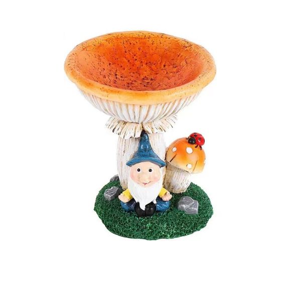 

Resin decorative craft Mushroom dwarf bird feeder essential for garden decoration