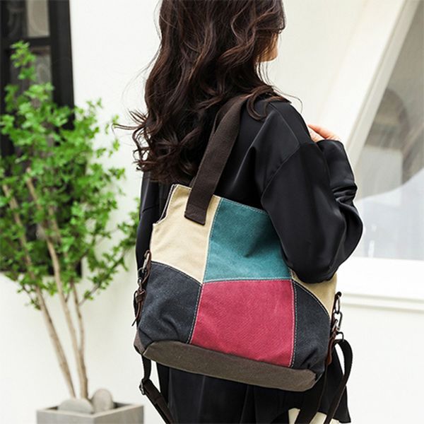 

designer tote smple and fashionable women's bag, contrasting canvas single shoulder handbag, Brown
