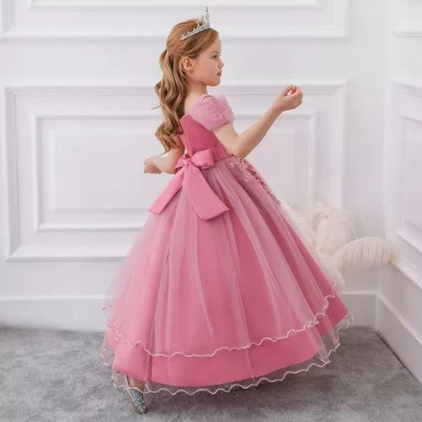 

Floor-length Princess dress solid color, Pink