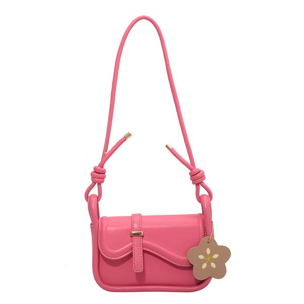 

Hot Selling Ladies Retro Saddle Bag High Quality Leather Bag Shoulder Crossbody Bags For Women, Fuchsia