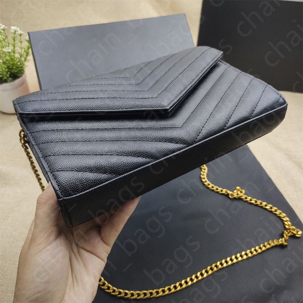 

bags women for black purses designer genuine leather handbag luxury designer shoulder body messenger chain purse designer, Smooth blackblack logo