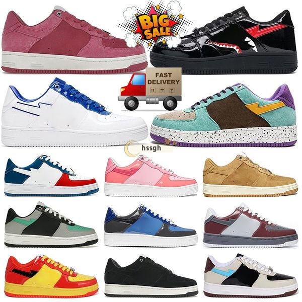 

2024 New Designer low shoes sneakers Men Women Casual Shoes Leather Black and White Blue Mens and Womens Outdoor Shark Sports Running Shoes, Red