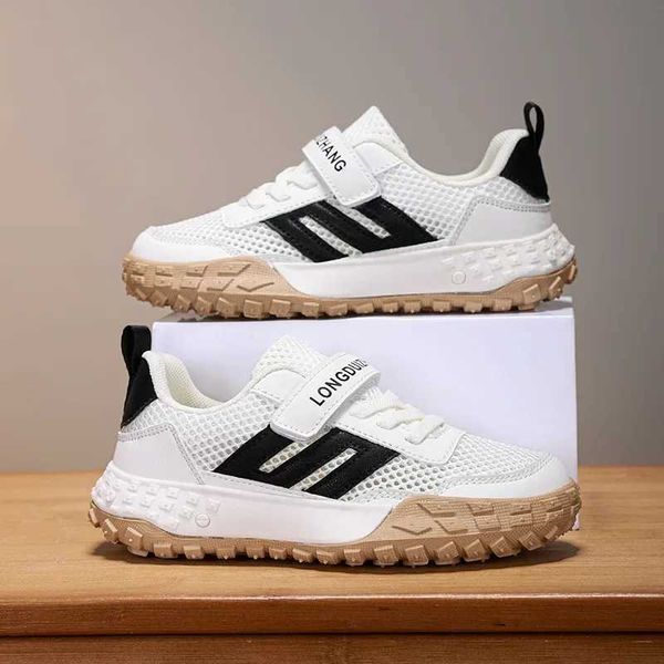 

Sneakers Childrens single shoes spring and autumn boy shoes breathable mesh shoes elementary school student sports shoes d240515, White