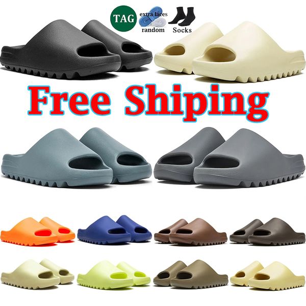 

Free Shipping designer sandals slippers men women slide Onyx Bone Desert Sand Brown Blue Green slipper mens summer sliders flip flop shoes, Color 10 flax