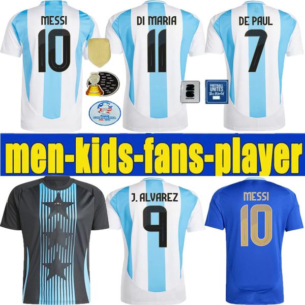 

new 2024 2025 Argentina Soccer Jerseys Fans Player Version MESSIS MAC ALLISTER DYBALA DI MARIA MARTINEZ DE PAUL MARADONA Pre Match black Football Shirt 24 25 kids kit, White