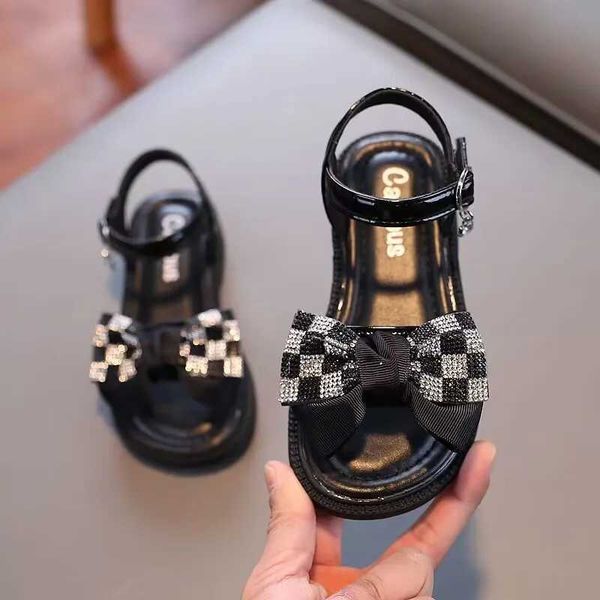

Sandals Girls Flat Heel Sandals Kids Girls Spring Summer Little Kids Princess Dress Bow Fashion Teenage Shoes Y240515PQFY, Beige