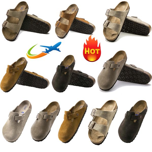 

Designer Clogs Slippers Sandals Slippers Slides Men Women Cork Flat Soft Suede Leather Outdoor Platform Slippers Top Quality, #10