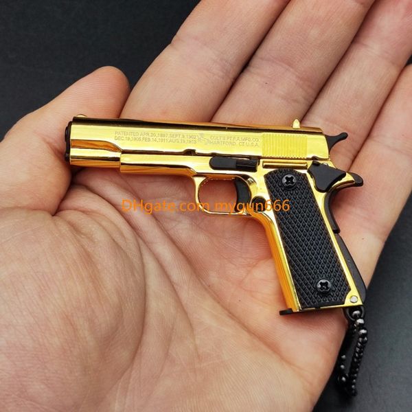 

Metal 1:3 Gold M1911 Colt Toy Gun Model Fake Gun Mini Alloy Keychain Look Real Collection Pubg Prop Birthday Hanging Gift For Boy Impressive Decompression toys