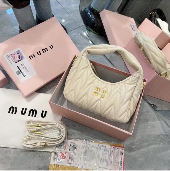 

10A Luxury Womens MiuiMiui satchel bags Wander Matelasse underarm hobo with shoulder strap cleo handbags Genuine Leather clutch tote mens Designe, 4#