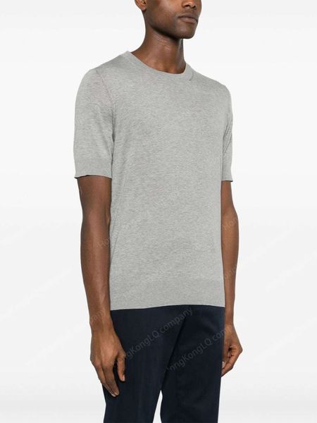 

Brunello T Shirts for Men Casual Tees Designer Mens Tshirt Summer Clothes Round Neck Cotton-silk Blend T-shirt Cuccinelli, Gray