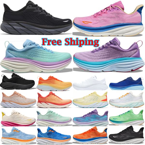 

Free shipping Kawana Bondi 8 Clifton 9 designer running sneakers shoes for women men triple black white pink blue grey purple mens womens outdoor sports trainers, Plum