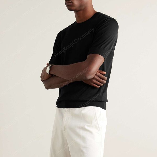 

Brunello T Shirts for Men Casual Tees Designer Mens Tshirt Summer Cotton and Silk-Blend T-Shirt Cuccinelli, Black