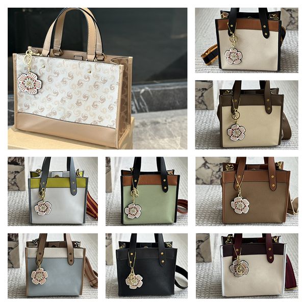 

Field 30 Horizontal Color Matching Badge Decoration Casual Joker Canvas With Leather Tote Bag Shoulder Slung Handbag Large Female White Spell Brown 153 567, Grape