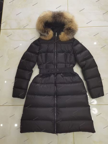 

Designer Womens Winter Down Jacket Parkas Salzman France Paris Luxury Woman Hooded Puffer Cropped Puffer Jacket Hooded Midi Belt Puffer Goosess Jacket, Black