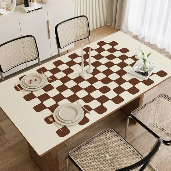 

New Chessboard Grid Cushion PVC Coffee Cloth Decoration Table Mariage FRHK01