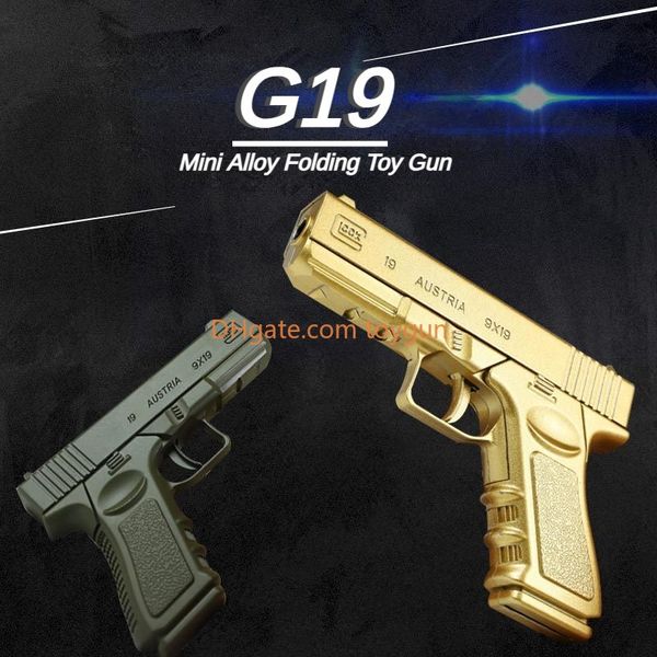 

Foldable G19 Metal Toy Gun Soft Bullets Launcher Exquisite Model Portable Mini Look Real Collection Outdoor Cs Pubg Game Prop Fidgets Toy for Boys Adult