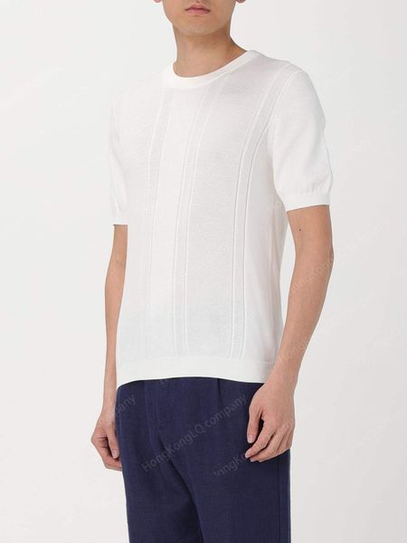 

Brunello T Shirts for Men Casual Tees Designer Mens Tshirt Summer Crewneck Ribbed Cotton-Blend T-Shirt Cuccinelli, White