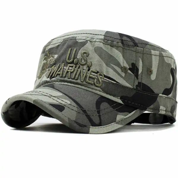 

United States US Marines Corps Cap Hat Military Hats Camouflage Flat Top Hat Men Cotton hHat USA Navy Embroidered Camo Hat, Select