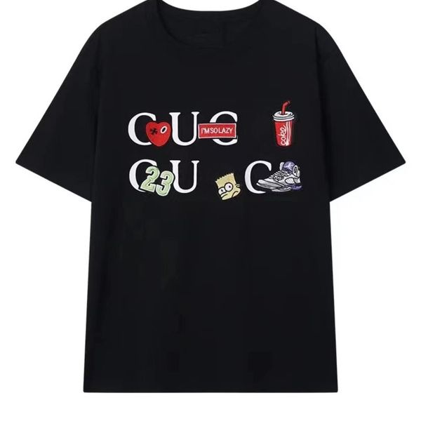 

Women's Tees Summer new T-shirt flocking three-dimensional cartoon letter embroidery loose short sleeves for men and women, #15