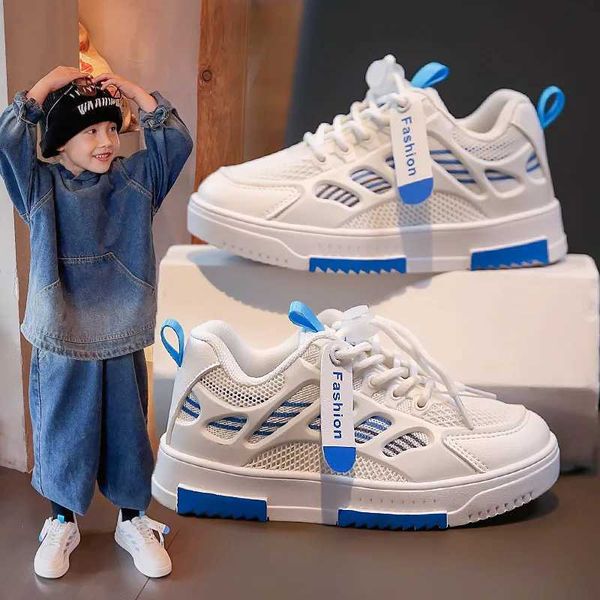 

Athletic Outdoor New breathable mesh sports shoes suitable for girls and boys summer sports shoes for older children and casual shoes for children Y240518, Blue