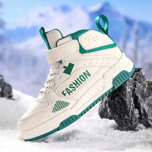 

Athletic Outdoor New Children Shoes Boys Sneaker Design Flat School Sports Tennis Casual Sneaker PU Leather High Top Boy Shoes 4 To 12 Years Y240518, Green