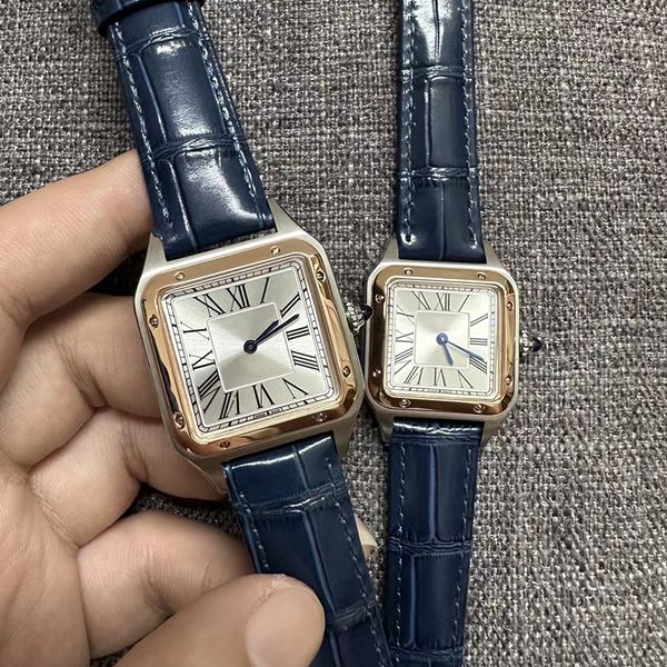 

fashion Rectangle watches New Light Luxury and Minimalist Bracelet Watch designer Gold watches 28 or 32 MM Leather watchstraps business Classic Casual sport watch, #6 blue