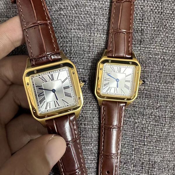 

New watches high quality fashion Rectangle watches luxurious watches men designer Gold watches 28 or 32 MM Leather watchstraps business Classic Casual sport watch, #16 red