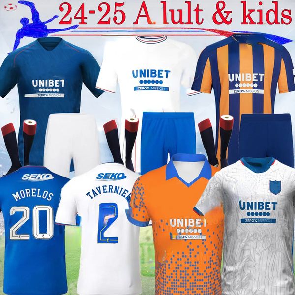 24 25 Rangers Soccer Jerseys 2024 home shirt away Glasgow COLAK ROOFE LUNDSTRAM HAGI BARKER MORELOS TAVERNIER KENT TILLMAN 3RD Football man kids kit