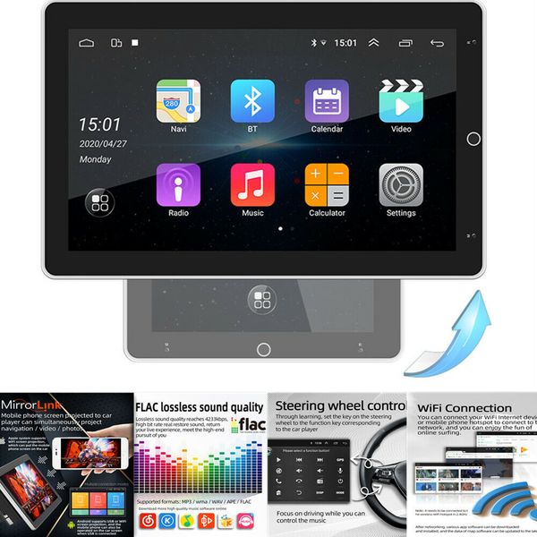 

Multimedia Car Player Universal New Radio Mp5 player vertical Rotatable screen Bluetooth Android 12.0 GPS navigation