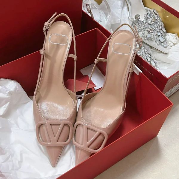 

Luxury Sandals Women's High Heels Senior Fashion Designer Shoes Letter Wedding Dinner Women's Sandals 66, White