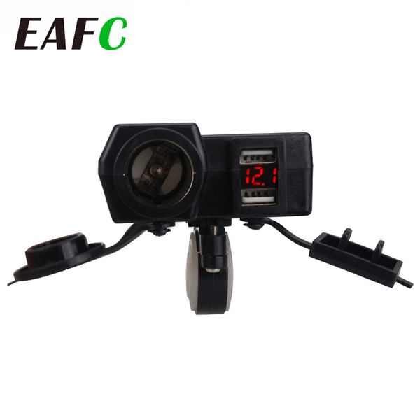 

Display Digital Motorcycle Handlebar Charger Dual USB Port Cigarette Lighter Socket 5V 2.1A Adapter Power Supply Quick Charge