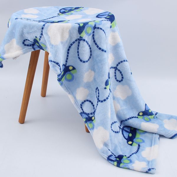 

cross border printed double-sided flannel blanket for infants and children, simple home nap blanket, soft and comfortable blanket, Multicolor