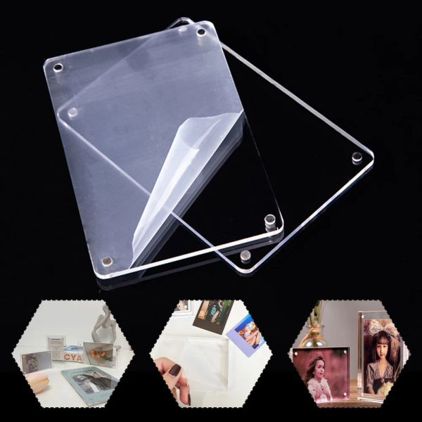 Clear Acrylic 2025 Picture Photo Frame Magnetic Photocard Holder Poster Display Stand Photo Frame Protect new Office Desktop Ornament