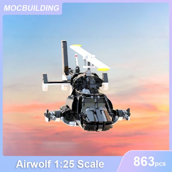 

Building MOC Blocks Airwolf 1:25 Scale Aircraft Model Assemble Bricks Millitary Creative Educational Collect Toys Gifts 863PCS
