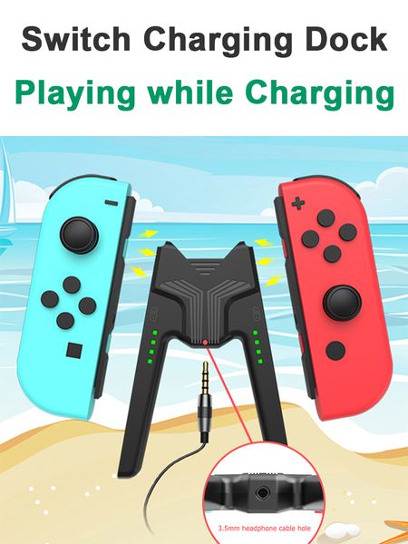 Switch Gamepads Charging Dock Hub for Nintendo Switch/OLED Game Box Controller Charging Grip V-Shaped Play while Charging Dock