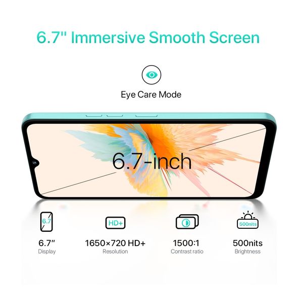 

A15 UMIDIGI Smartphone 8GB+256GB Android 13 Unisoc T606 Octa Core 60MP Camera 5000mAh 20W 6.7 FHD+ Screen NFC 4G Mobile phone, Black