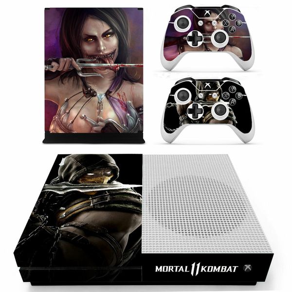 Mortal Kombat Skin Sticker Decal Cover for Xbox One S Slim Console and 2 Controllers skins Vinyl