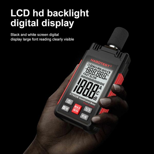 HT602 Noise Audio Level Meter Backlight LCD Display Digital Mini Sound Meter Fast/Slow Modes for Home Noisy Neighbor Factory