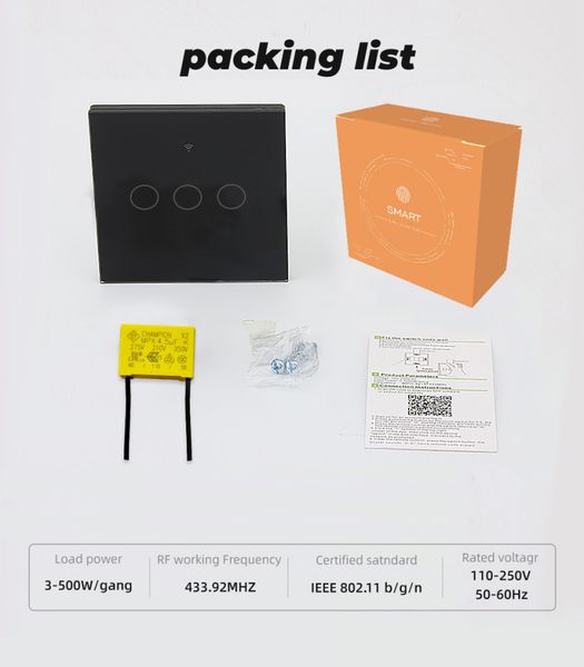 Tuya WiFi+RF433 Smart Touch Switch EU Light Home Control Via Life APP Alexa Google Yandex Alice