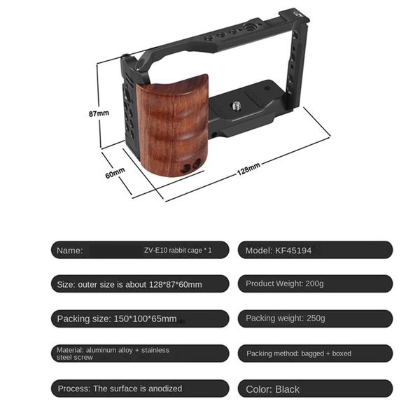 Camera Cage Rig Quick Release Plate Stabilizer Rig Protective For Sony ZVE10 DSLR Camera Video Shooting
