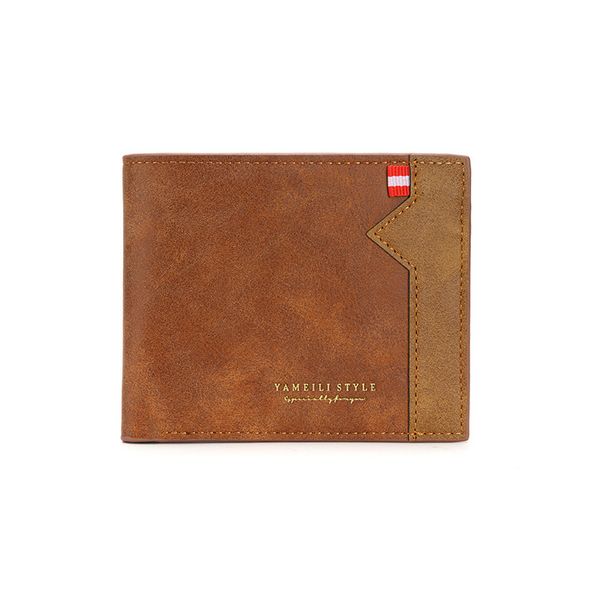

High quality men designer new wallet short multi card fashionable casual multifunctional wallet youth thin opening horizontal soft leather wallet, Deep brown