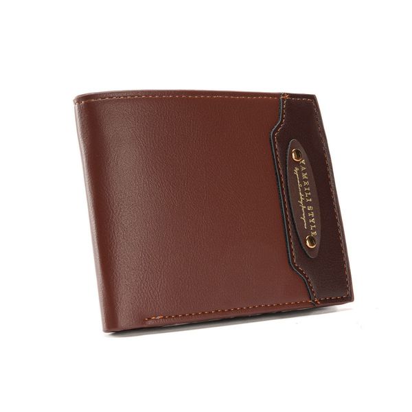

Designer men high-end new wallet fashionable and casual lychee patterned soft leather retro and practical multiple card slots large capacity small wallet, Deep brown