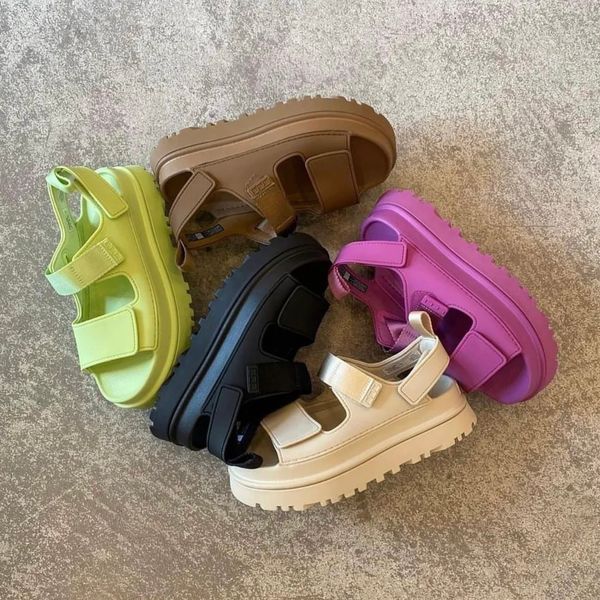 

Designer Sandals Goldenglow Women Slippers Platform Sandal Chunky Beach EVA Slides Dad Golden Glow Mules Waterproof Comfort Pink Size 35-40, Random color2