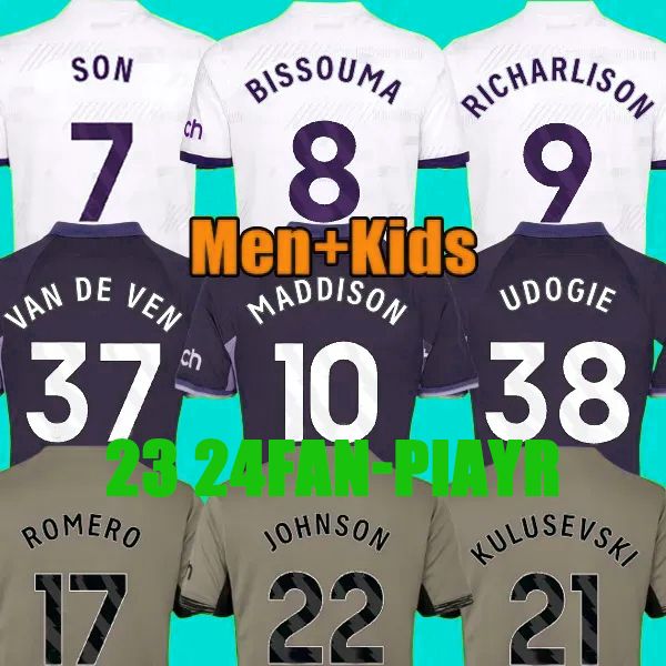 

Men KIDS 23 24 25 SON Soccer Jerseys 2024 2025 jersey Football shirt third LUCAS LLORIS ROMERO PERISIC KULUSEVSKI BENTANCUR KANE RICHARLISON PEDRO PORRO Fans players, 23 24 aawy kids
