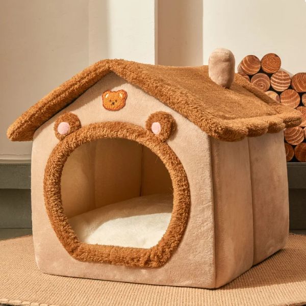 

Foldable House Kennel Dog for  Dogs Winter Warm Cat Nest Comfortable Puppy Bed Cave Sofa Pet Product, Black
