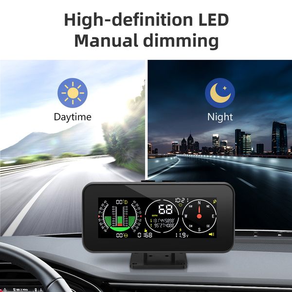 

Up Head Display Speed Slope Meter Digital GPS M60 Inclinometer Car HUD Compass Overspeed Alarm Off Road Accessories Speedometer ometer