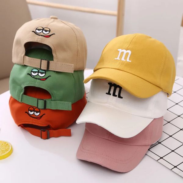 

Children's Kid Baseball Cap for Girls Boy Hats Sunscreen Baby Hat Hip Hop M Letter Embroidered Kids Caps 1-6-8-12-15 Years, Red